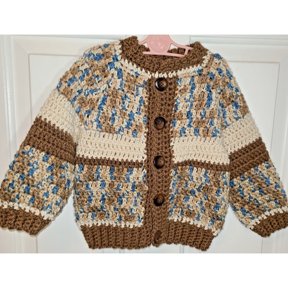 New Baby Toddler HandMade Knit Hooded Sweater Chunky Knit Cardigan Unisex 3T 4T*